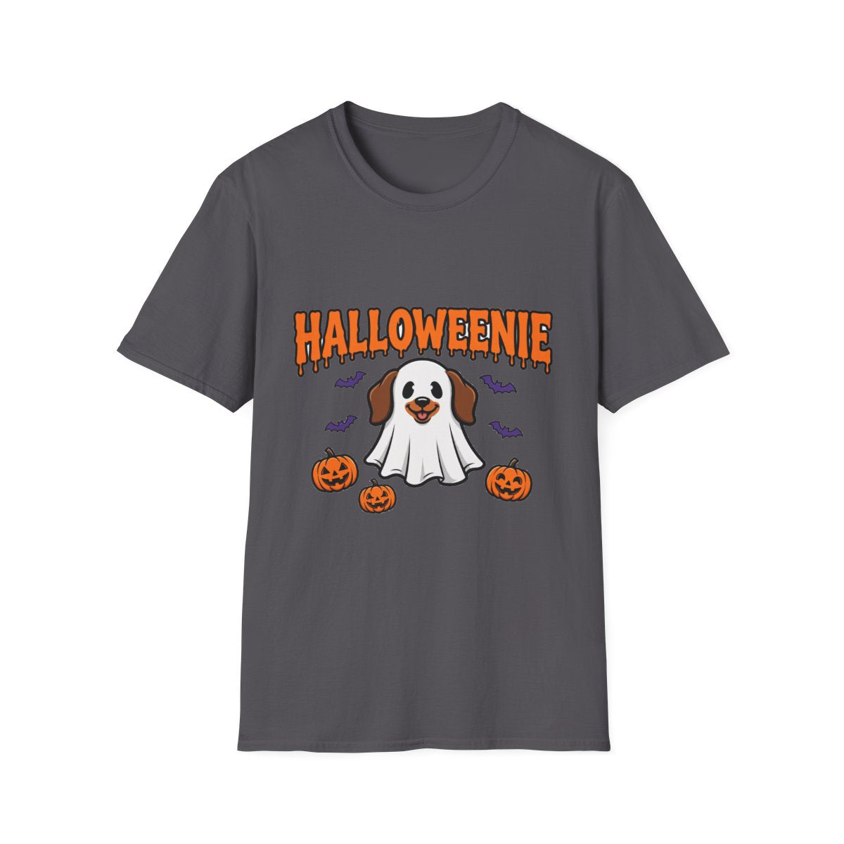 Halloweenie ghost dachshund tee - Charcoal - front
