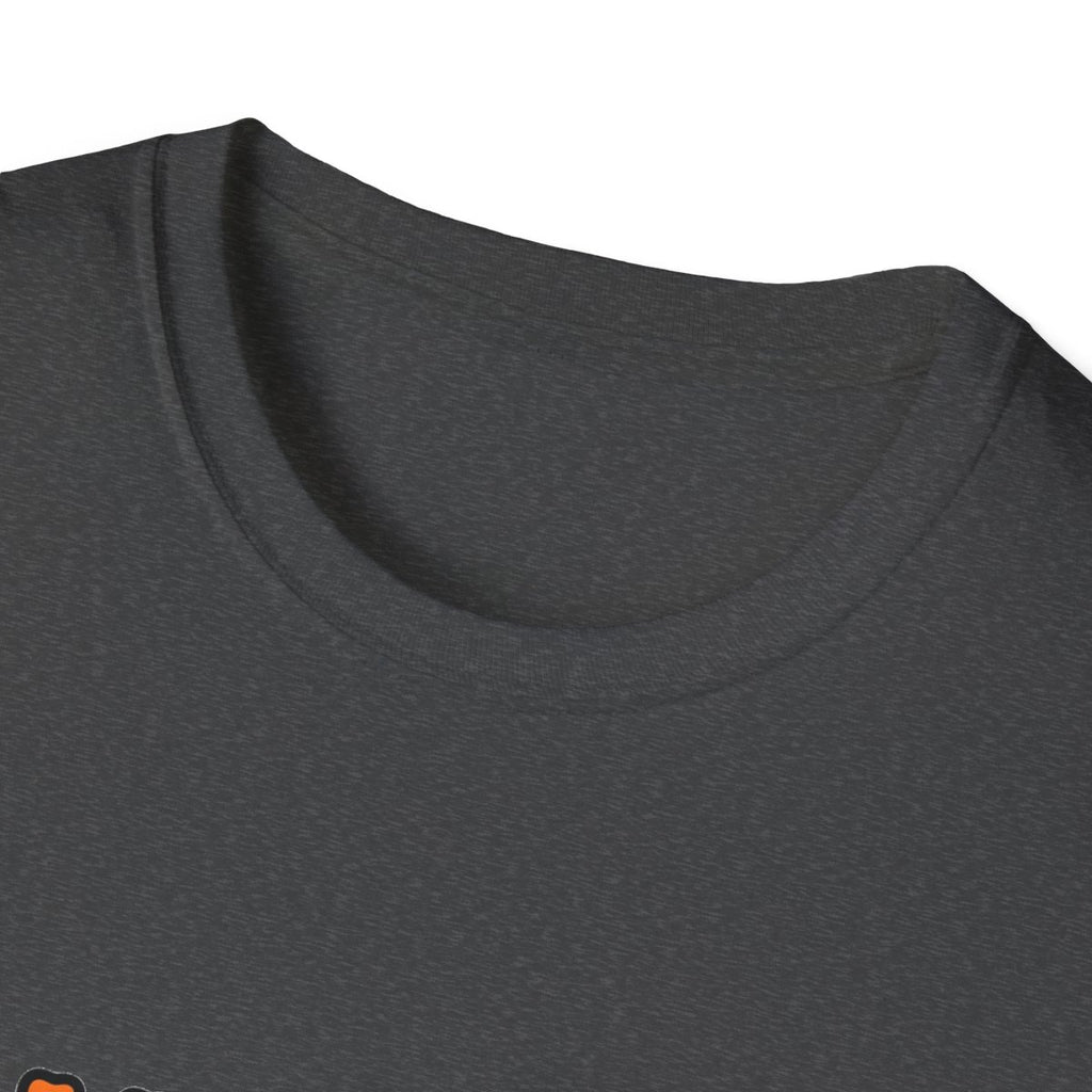 Halloweenie ghost dachshund tee - Dark Heather - neck