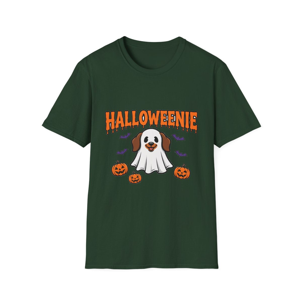 Halloweenie ghost dachshund tee - Forest Green - front