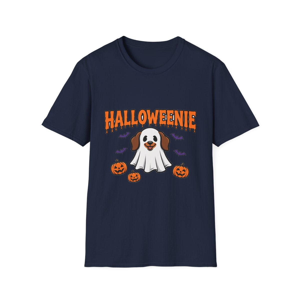 Halloweenie ghost dachshund tee - Navy - front
