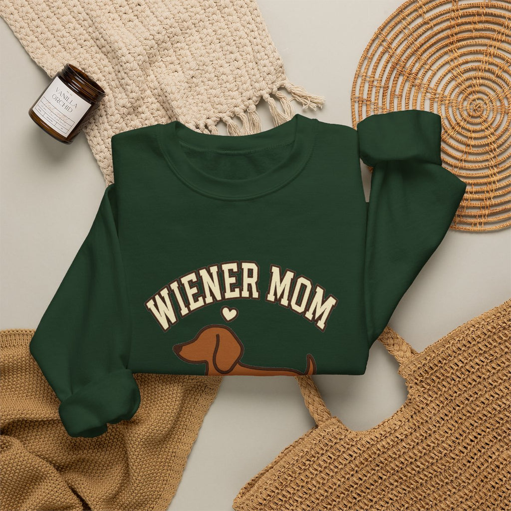 Wiener Mom Sweatshirt - Forest Green folded detail alt