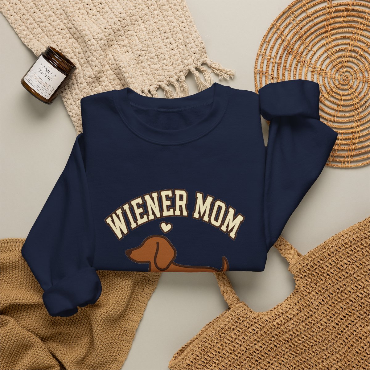 Wiener Mom Sweatshirt - Navy folded detail alt